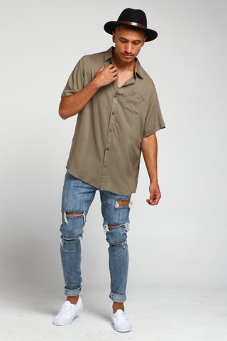 ENES Boating Button Up Shirt Olive