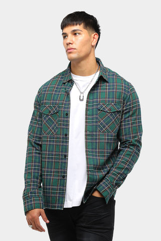 ENES Men's Tepee Flannel Shirt Green Check