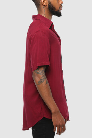 ENES Boating Button Up Shirt Maroon