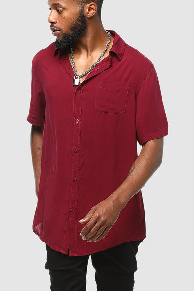 ENES Boating Button Up Shirt Maroon