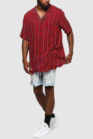 ENES Striped Party Shirt Red/Black/White